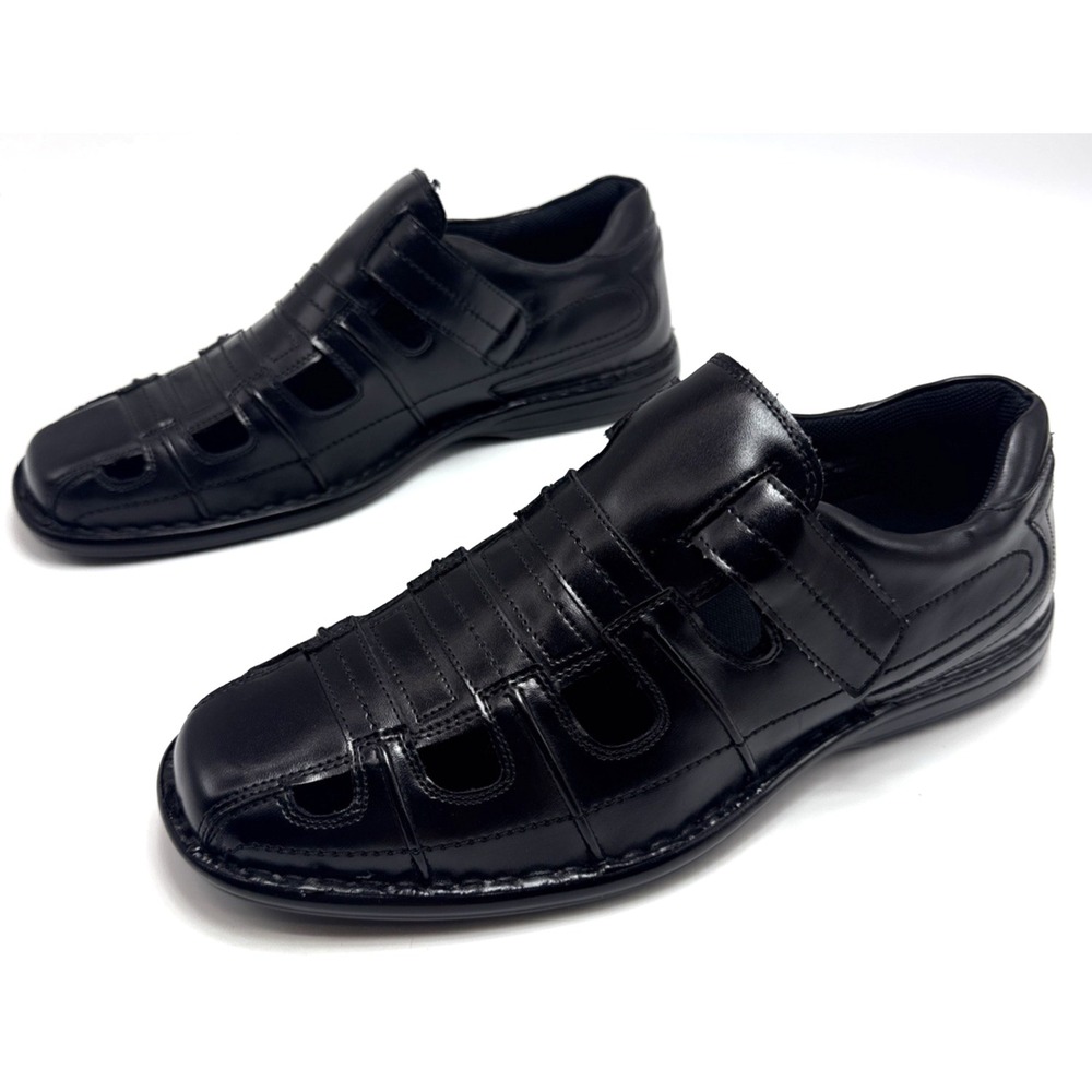 Stacy Adams Belmar Fisherman Sandals Mens Size 9.5 M Black Synthetic Hook & Loop
